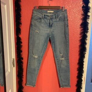 Levi's Light Blue Super Skinny 710 - Cuffed Jeans